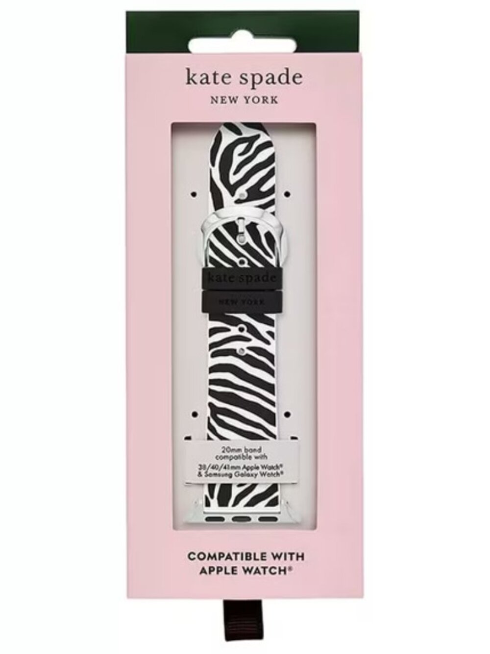 Kate Spade Zebra Print Silicone Band Apple Watch 38-40mm Samsung Galaxy 20mm